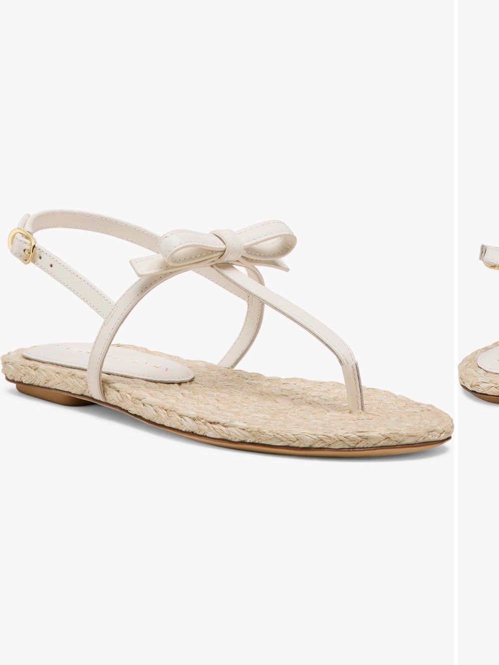 Stuart Weitzman Felicity Slingback Bow Thong Espadrille Sandal - White